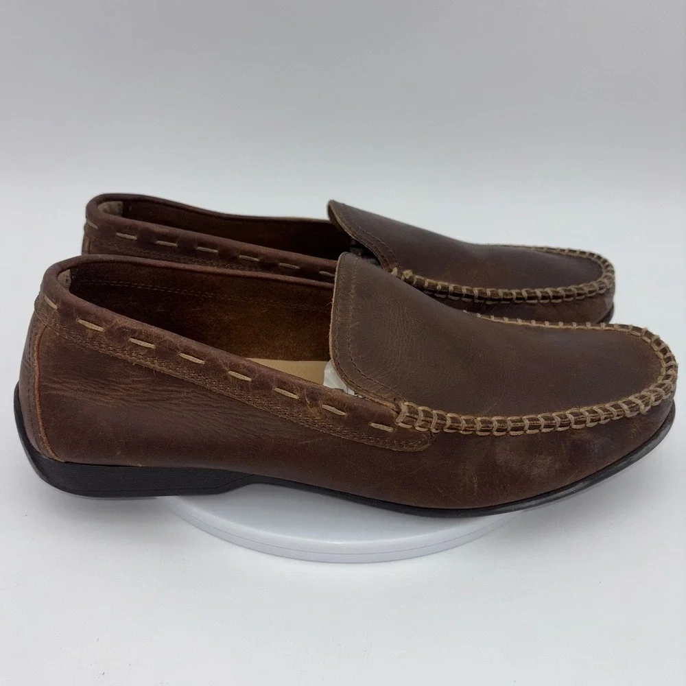 FRYE & CO. Mens Brown Leather Driving Loafers Moc Toe Slip On Shoes‎ Comfort 8.5